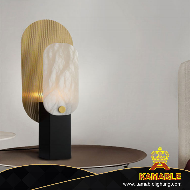 Oval Metal Marble Bedroom Gold Table Light (MT21760-1-350)