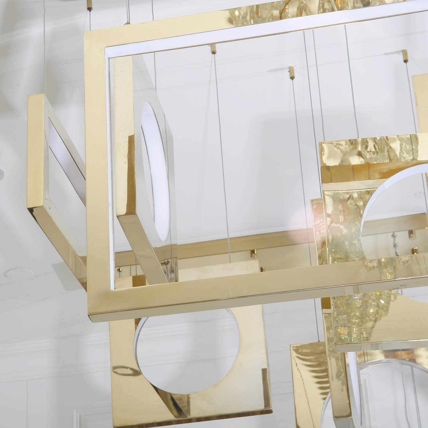 Modern Square Golden Frame Indoor Acrylic Pendant Light (KA517-P)