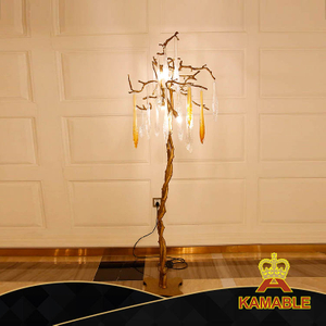 Tree Shape Art Brass Glass Decoration Guestroom Floor Light (KA531-F)