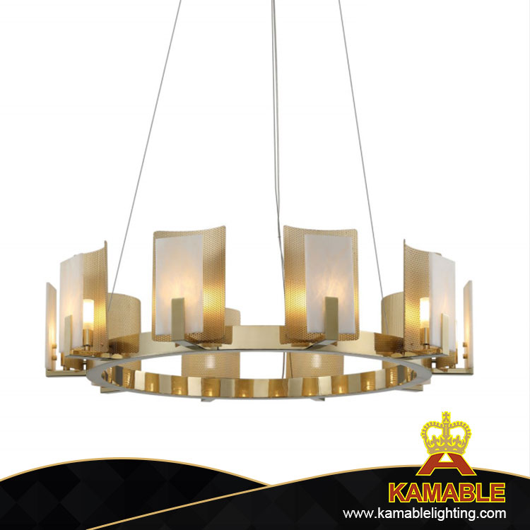 Square Board Gold Metal Marble Indoor Suitable Chandelier (MD21770-8L-1000)