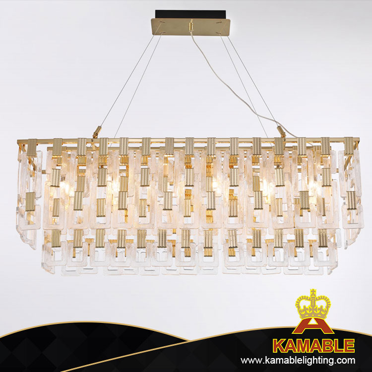 Fancy Glass Metal Linked Chain Dining Area Hanging Lighting (MD80200-8-750)