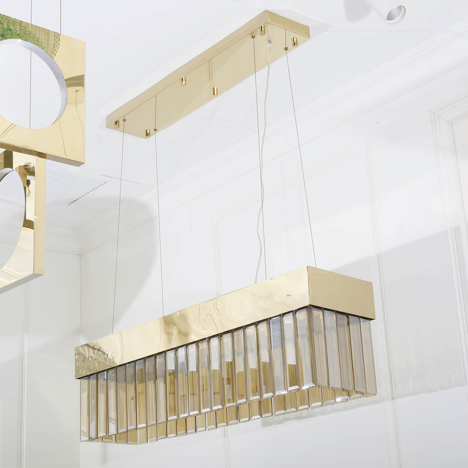 Rectangle Box Gold Guest Hall Ceiling Pendant Lamp (KA516-P-S)