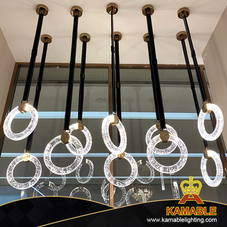 Interior Design Modern Circle Leather LED Pendant Lighting (KAPD8032)