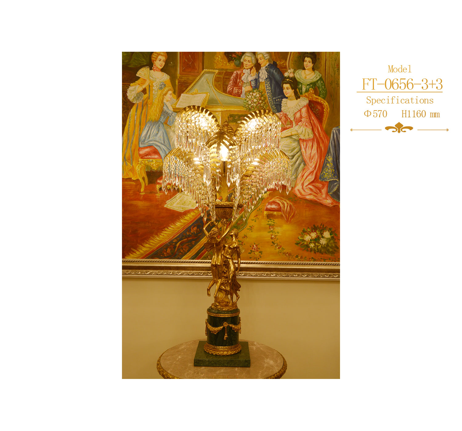 Luxury Elegant Living Room Crystal Brass Desk Lighting (FT-0656-3+3)