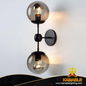 Double Glass Bulb Black Wall Mounted Lamp (KAWL124)