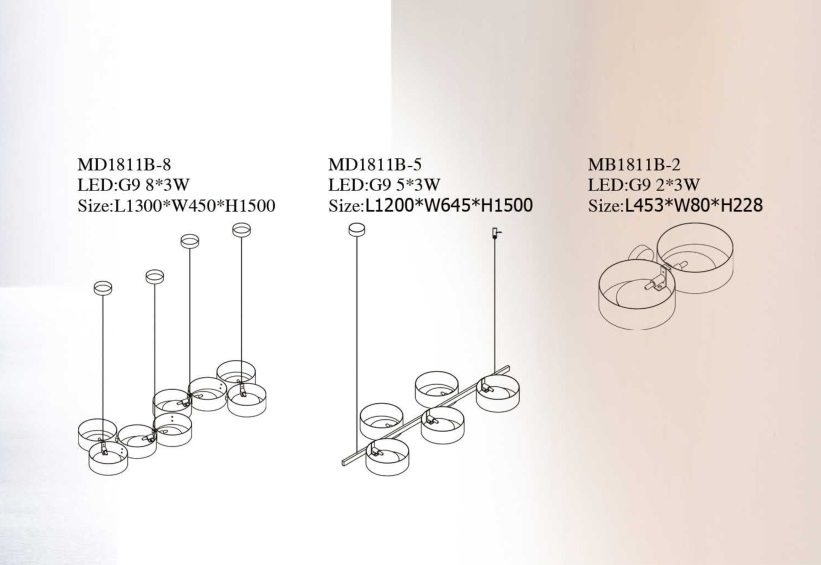 Modern Design LED Metal Hanging Pendant Lighting (MD1811B-5)