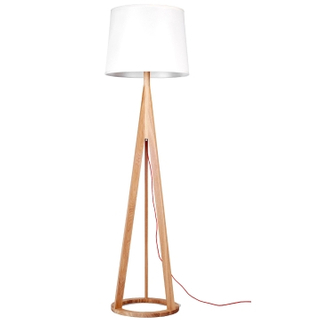 Contemporary wood base floor light with white shade (LBMD-HL)